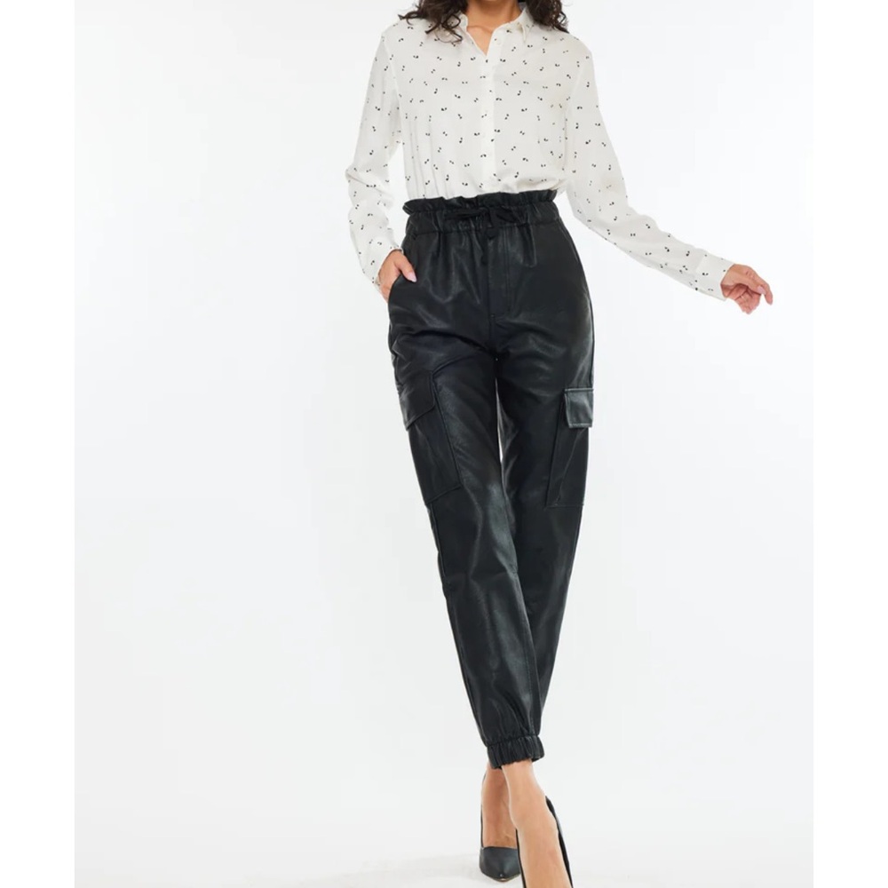 KanCan Rona Ultra High Rise Faux Leather Joggers
